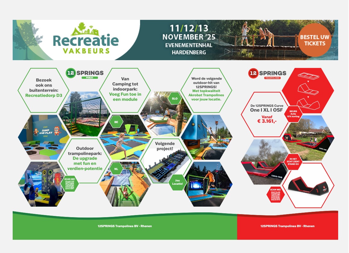 outdoor trampolines, projectfoto’s en beursinformatie voor de Recreatie Vakbeurs Hardenberg